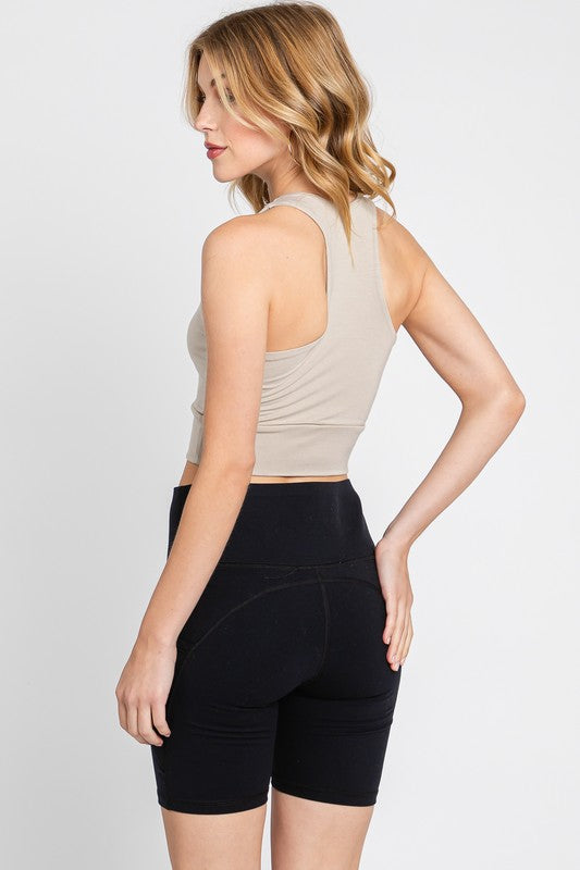 Final Touch Racer Back Cropped Top - Fog