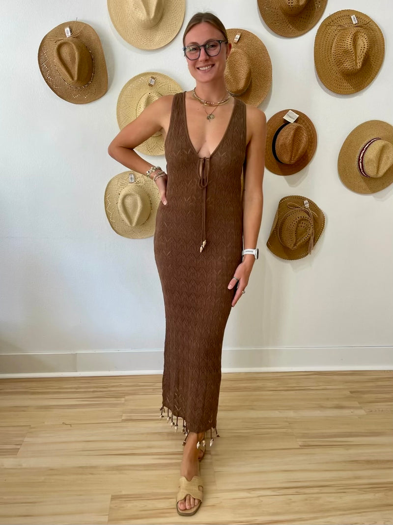 (Elan) Reversible Crochet Maxi Dress