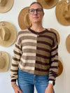 Mocha Striped Contrast Sweater