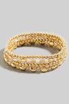 Metallic Beaded Bracelet Set - Taupe