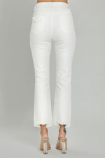 Risen High Rise “Tummy Control” Straight Ankle Jeans - White