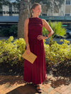 Crimson Soirée Maxi Dress