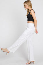 Beachy Linen Pull On Pant - White - Pineapple Lain Boutique