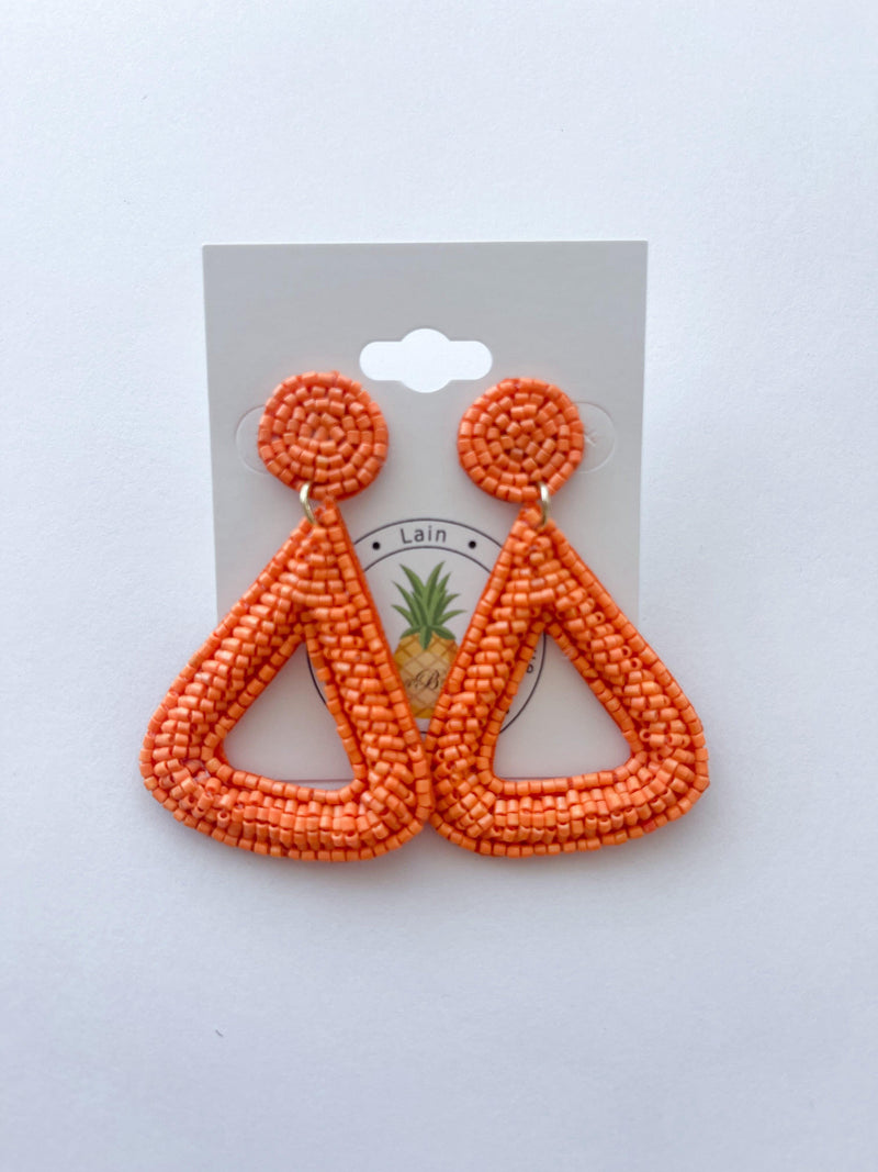 Beaded Triangle Earring - Orange - Pineapple Lain Boutique