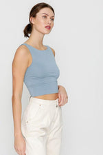 Boat Neck Fitted Tank - Baby Blue - Pineapple Lain Boutique