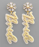 BRIDE Gold Cursive Dangle Earrings - Pineapple Lain Boutique