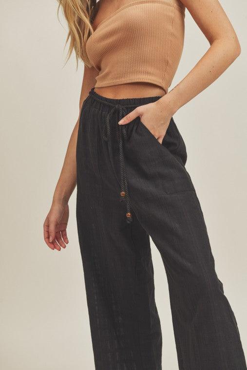 Brynlee Wide Leg Beach Pant - Black - Pineapple Lain Boutique
