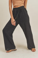 Brynlee Wide Leg Beach Pant - Black - Pineapple Lain Boutique