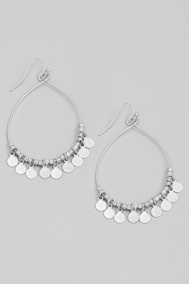 Chandelier Disc Teardrop Earrings - Silver - Pineapple Lain Boutique