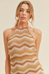 Chevron Crochet Halter Mini Dress - Pineapple Lain Boutique