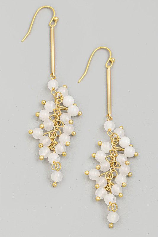 Cluster Beaded Drop Earrings - White - Pineapple Lain Boutique