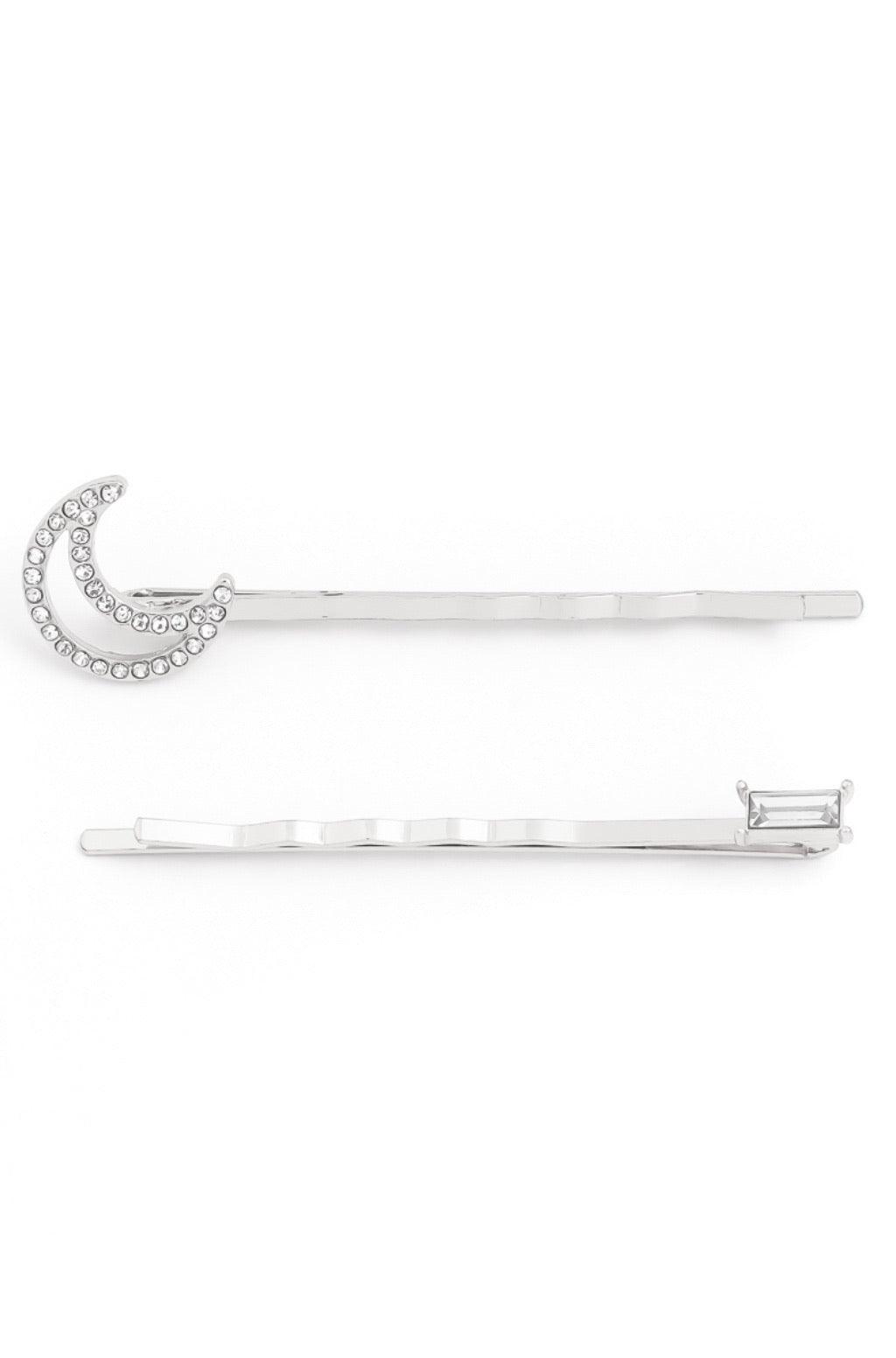Crescent Moon Hair Pin Set - Silver - Pineapple Lain Boutique