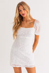 Delia Puff Sleeve Dress - White - Pineapple Lain Boutique