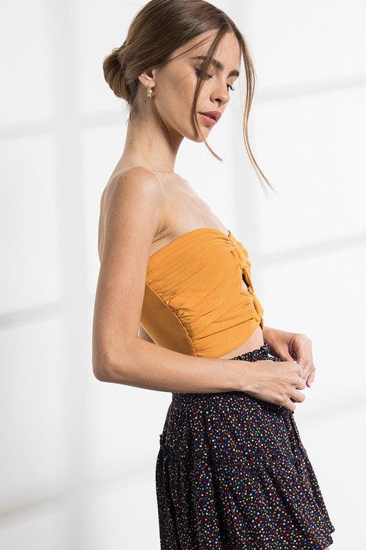 Double O Ring Ribbed Crop Top - Pumpkin - Pineapple Lain Boutique
