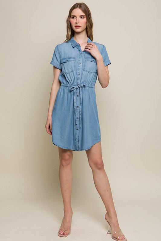 Easy Going Chambray Shirt Dress - Pineapple Lain Boutique