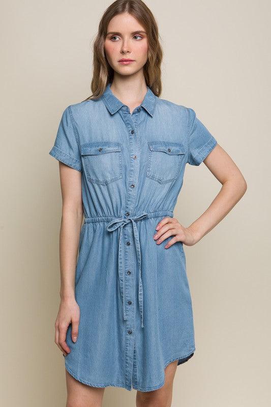Easy Going Chambray Shirt Dress - Pineapple Lain Boutique