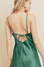 Emerald Satin Mini Dress - Pineapple Lain Boutique
