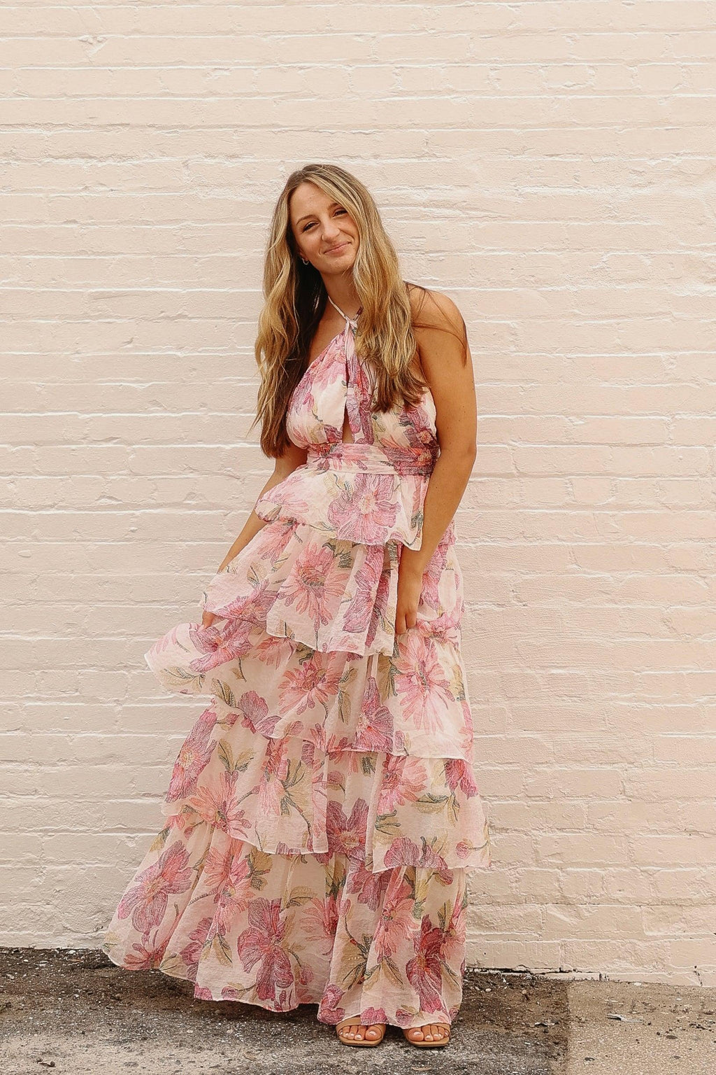 Estella Ruffled Floral Print Maxi Dress - Pineapple Lain Boutique