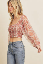 Ethnic Print Ruched Crop Top - Pineapple Lain Boutique