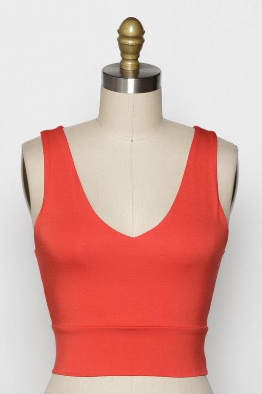Final Touch V-Neck Crop Tank - Tomato Red - Pineapple Lain Boutique