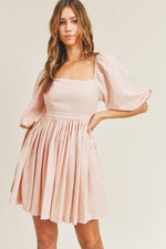 Fit And Flare Open Back Mini Dress - Soft Pink - Pineapple Lain Boutique