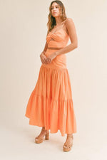 Ibiza Crop Top Maxi Skirt Set - Orange - Pineapple Lain Boutique