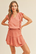 Soledad Ruffled Mini Dress - Salmon Pink