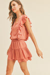 Soledad Ruffled Mini Dress - Salmon Pink