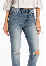 KanCan8356M High Rise Hem Detail Mom Jeans - Pineapple Lain Boutique