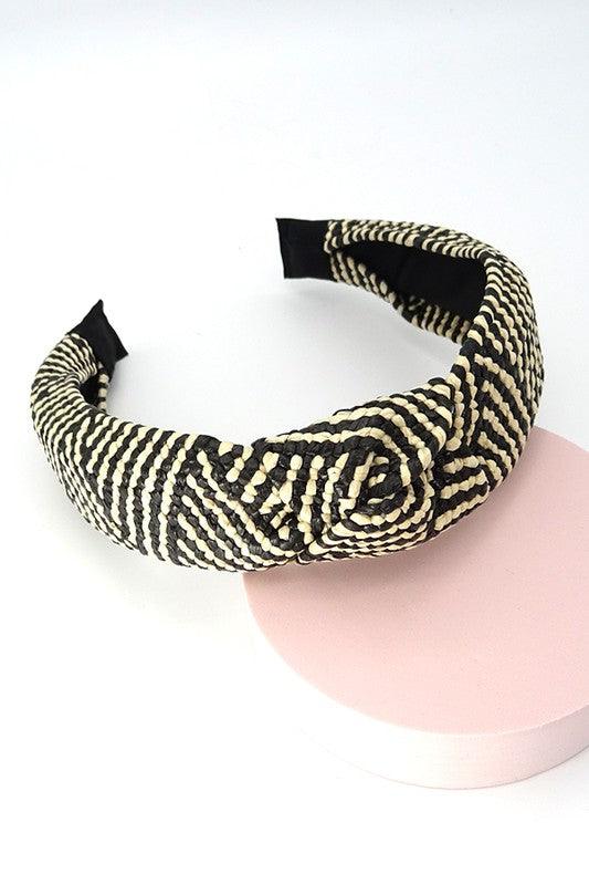 Knotted Head Band - Black/Tan - Pineapple Lain Boutique