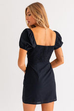 Lindsee Puff Sleeve Mini Dress - Black - Pineapple Lain Boutique