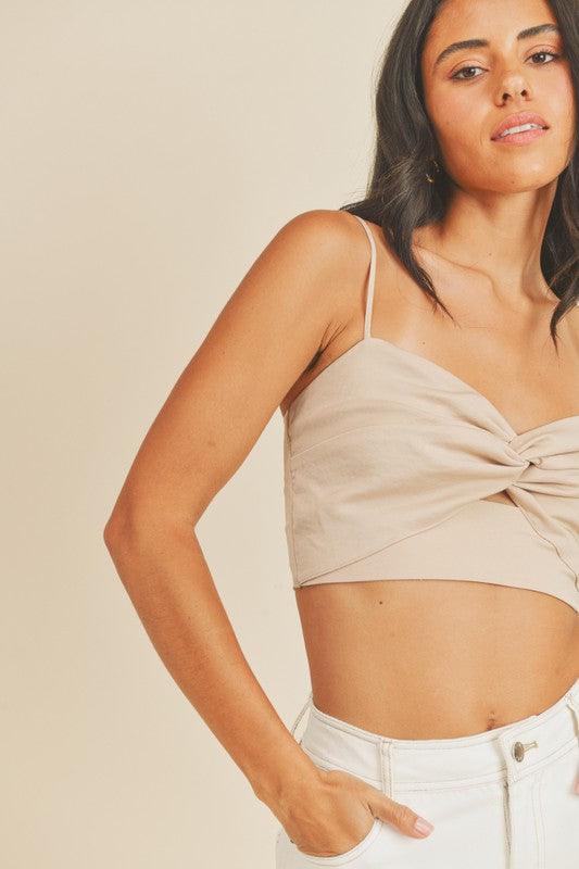 New Obsession Twist Front Crop Top - Taupe - Pineapple Lain Boutique