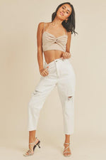 New Obsession Twist Front Crop Top - Taupe - Pineapple Lain Boutique