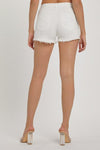 Risen Mid Rise Button Fly Denim Shorts - White - Pineapple Lain Boutique