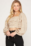 Sadie Ruched Front Crop Top - Taupe - Pineapple Lain Boutique