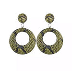 Snake Skin Print Circle Drop Earrings - Pineapple Lain Boutique