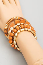 Stackable Bead Bracelet Set - Brown - Pineapple Lain Boutique