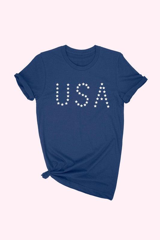 Star Print USA Graphic Tee - Navy - Pineapple Lain Boutique
