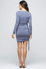 Stepping Out Bodycon Mini Dress - Slate Blue - Pineapple Lain Boutique