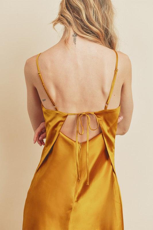 Sunkissed Gold Satin Mini Dress - Pineapple Lain Boutique