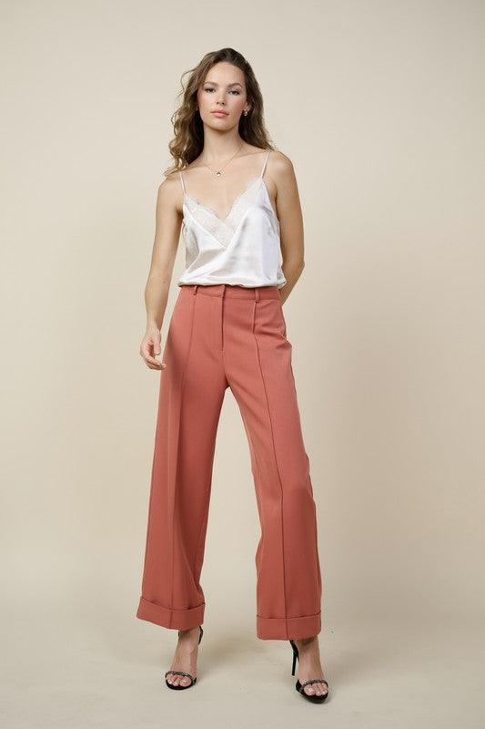 Tailored Cuffed Trouser - Terra Cotta - Pineapple Lain Boutique