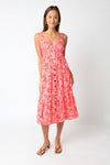 Taisia Hot Pink Floral Print Midi Dress - Pineapple Lain Boutique