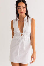 Take The Plunge White Collared Mini Dress - Pineapple Lain Boutique