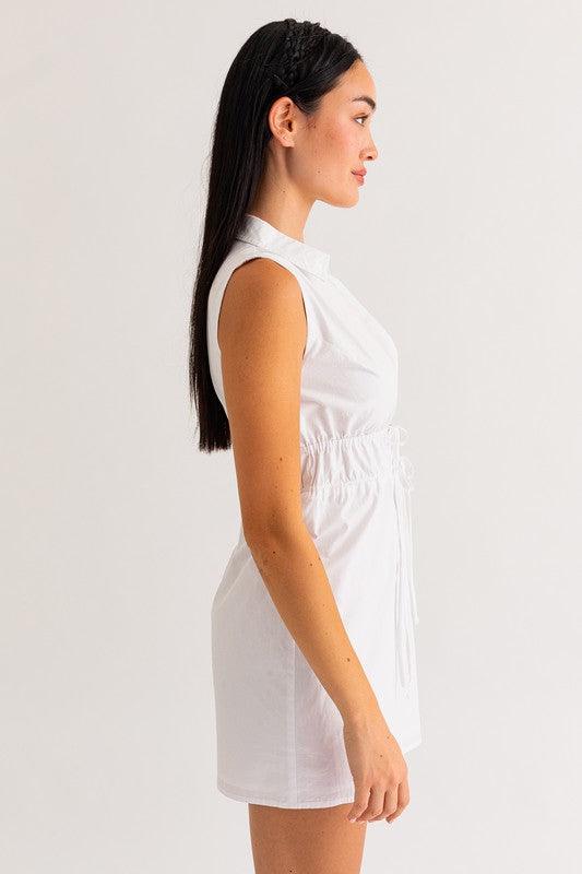 Take The Plunge White Collared Mini Dress – Pineapple Lain Boutique