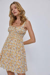 There She Goes Floral Print Mini Dress - Banana - Pineapple Lain Boutique
