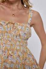 There She Goes Floral Print Mini Dress - Banana - Pineapple Lain Boutique