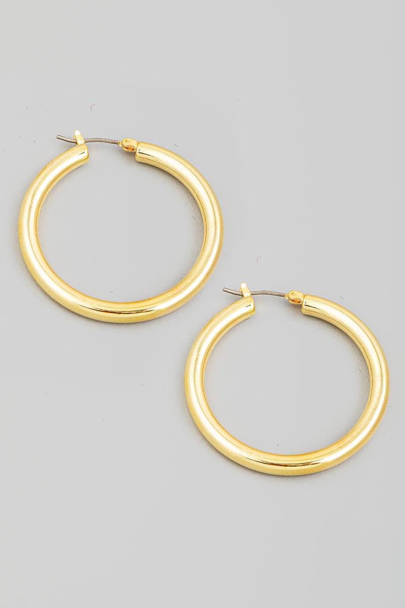 Thin Metallic Circle Hoop Earrings - Gold - Pineapple Lain Boutique