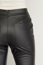 Vegan Leather High Waist Split Hem Pants - Black - Pineapple Lain Boutique