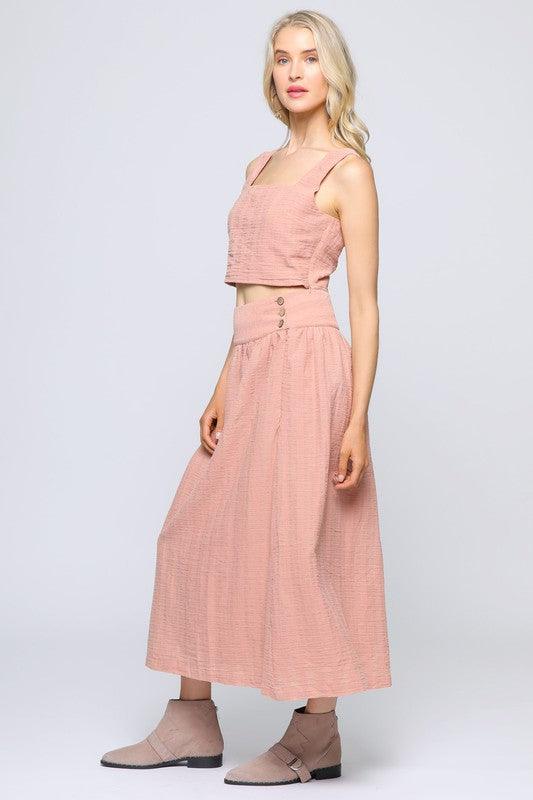 Without A Doubt Midi Skirt Set - Dusty Pink - Pineapple Lain Boutique