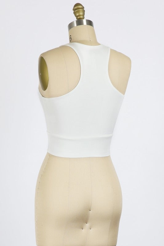 Racer Back Cropped Top - Ivory